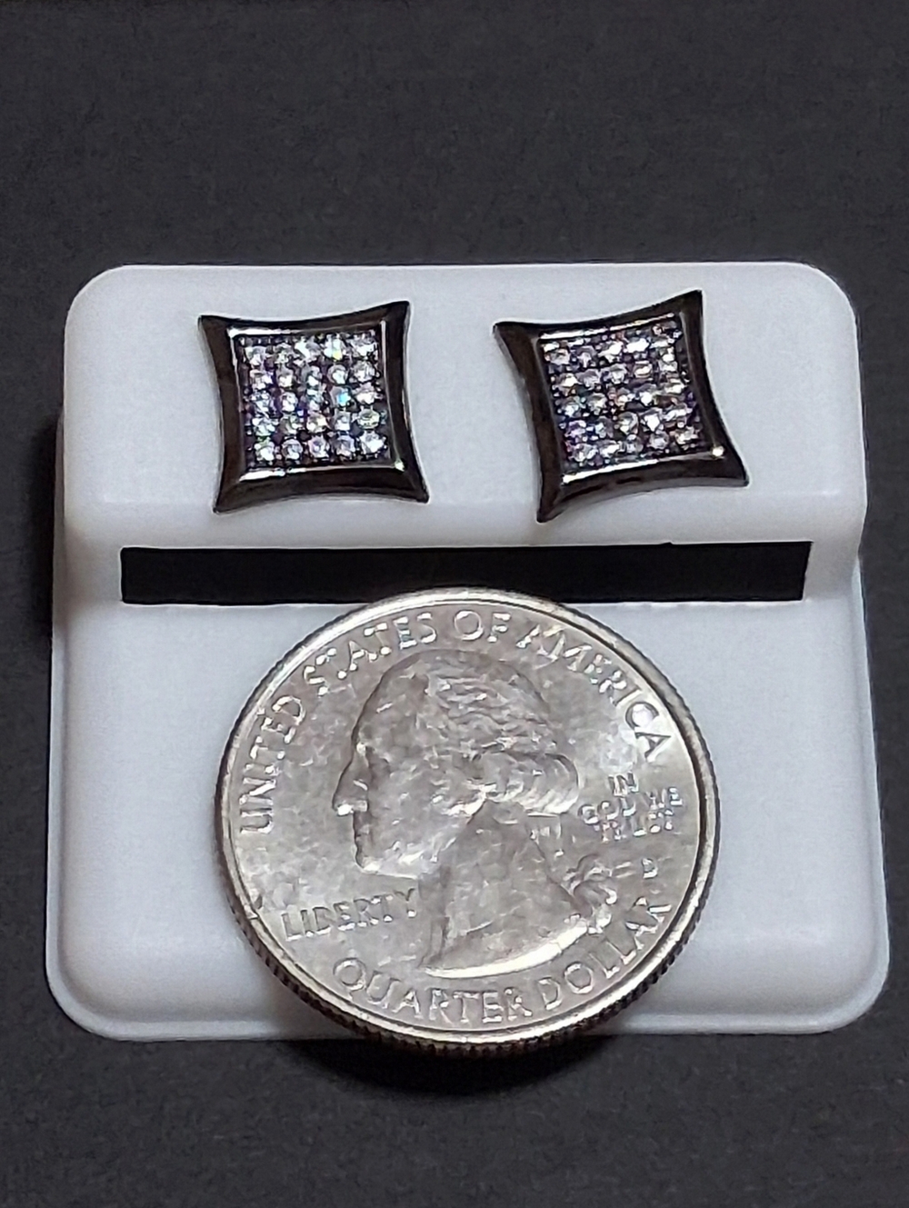 Black Rhodium Over solid 925 AAA CZ Pushback Eaerings